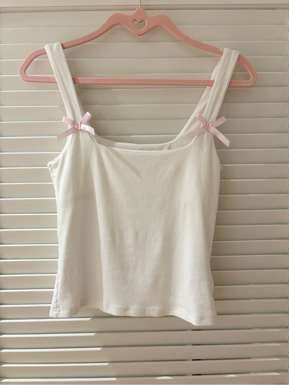 Edikted White Ribbed Tank with Pink Bow Straps